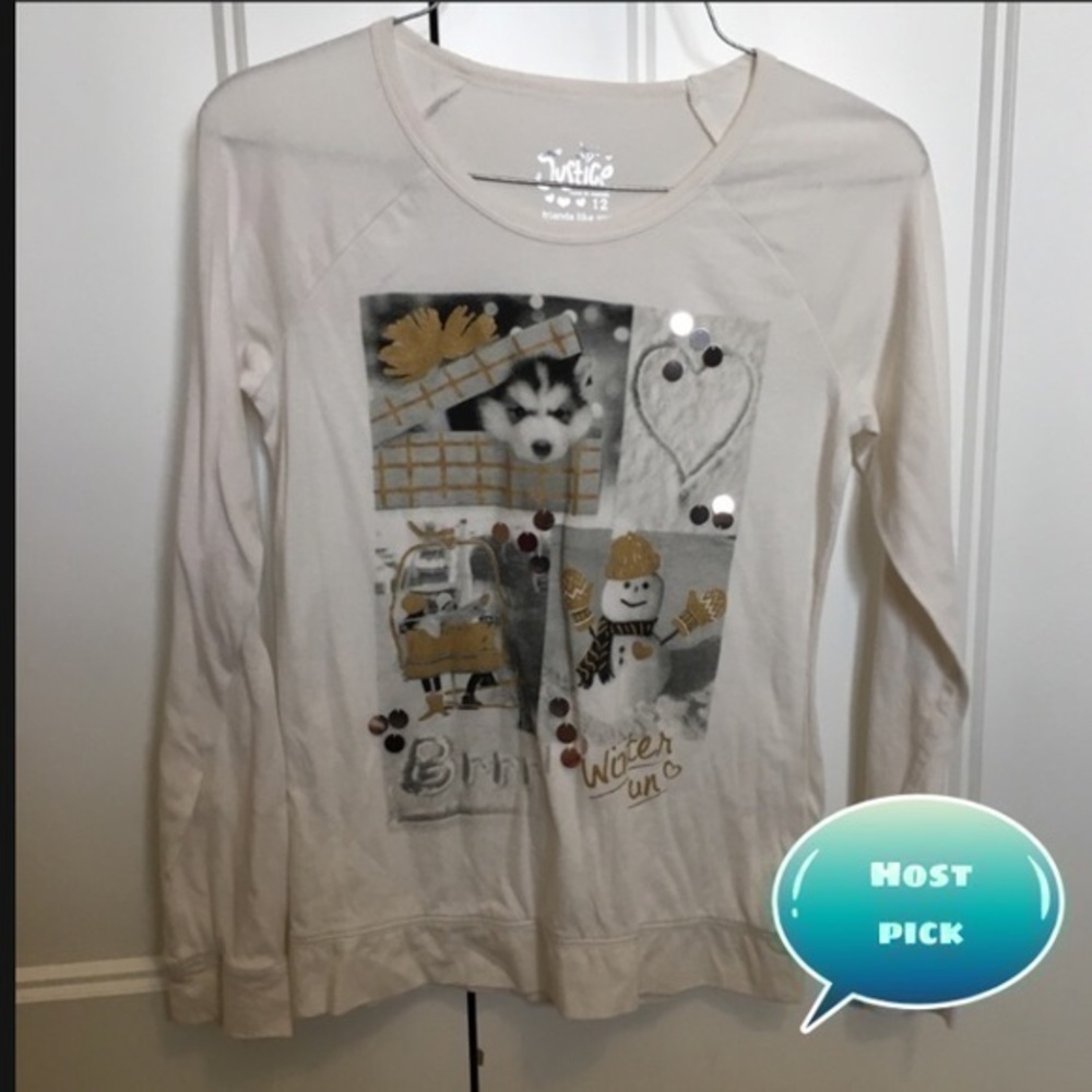 Justice Girls size 12 off white winter top